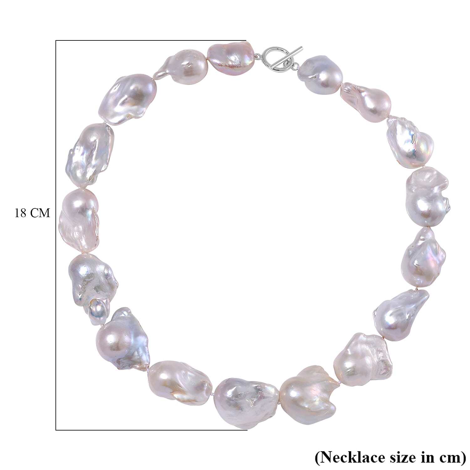 Rare Find White Baroque Pearl Necklace (Size - 20) in Rhodium Overlay Sterling Silver 826.500  Ct.