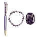 Set of 3 Beautiful Amythyst Gift Set- Gemstone Palm Stone, Beaded Bracelet, Pen with Gemstone Sphere on Top - Blue