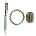 Set of 3 Beautiful Amythyst Gift Set- Gemstone Palm Stone, Beaded Bracelet, Pen with Gemstone Sphere on Top - Blue