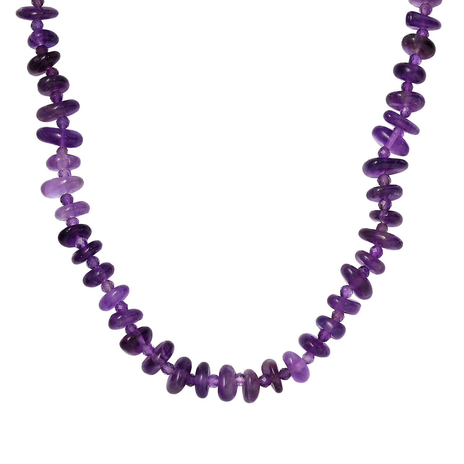 Concave Cut Zambian Amethyst Necklace (Size - 20) With Lobster Clasp in Rhodium Overlay Sterling Silver 239.0 Ct.