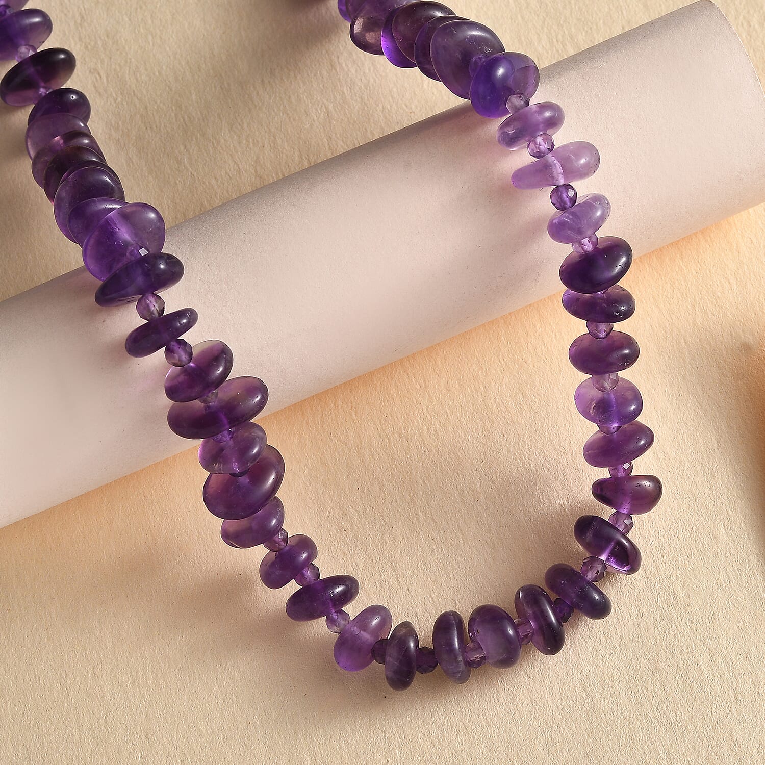 Concave Cut Zambian Amethyst Necklace (Size - 20) With Lobster Clasp in Rhodium Overlay Sterling Silver 239.0 Ct.