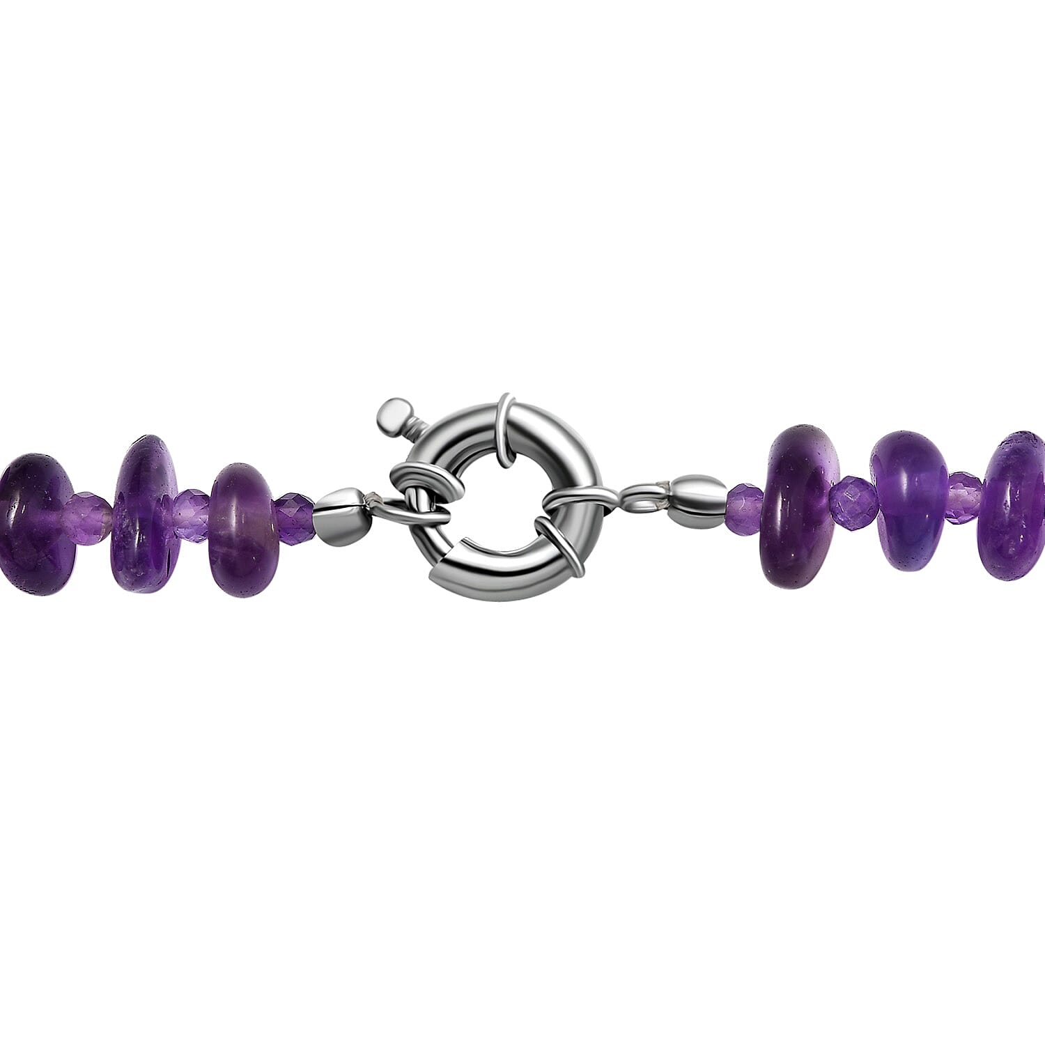 Concave Cut Zambian Amethyst Necklace (Size - 20) With Lobster Clasp in Rhodium Overlay Sterling Silver 239.0 Ct.