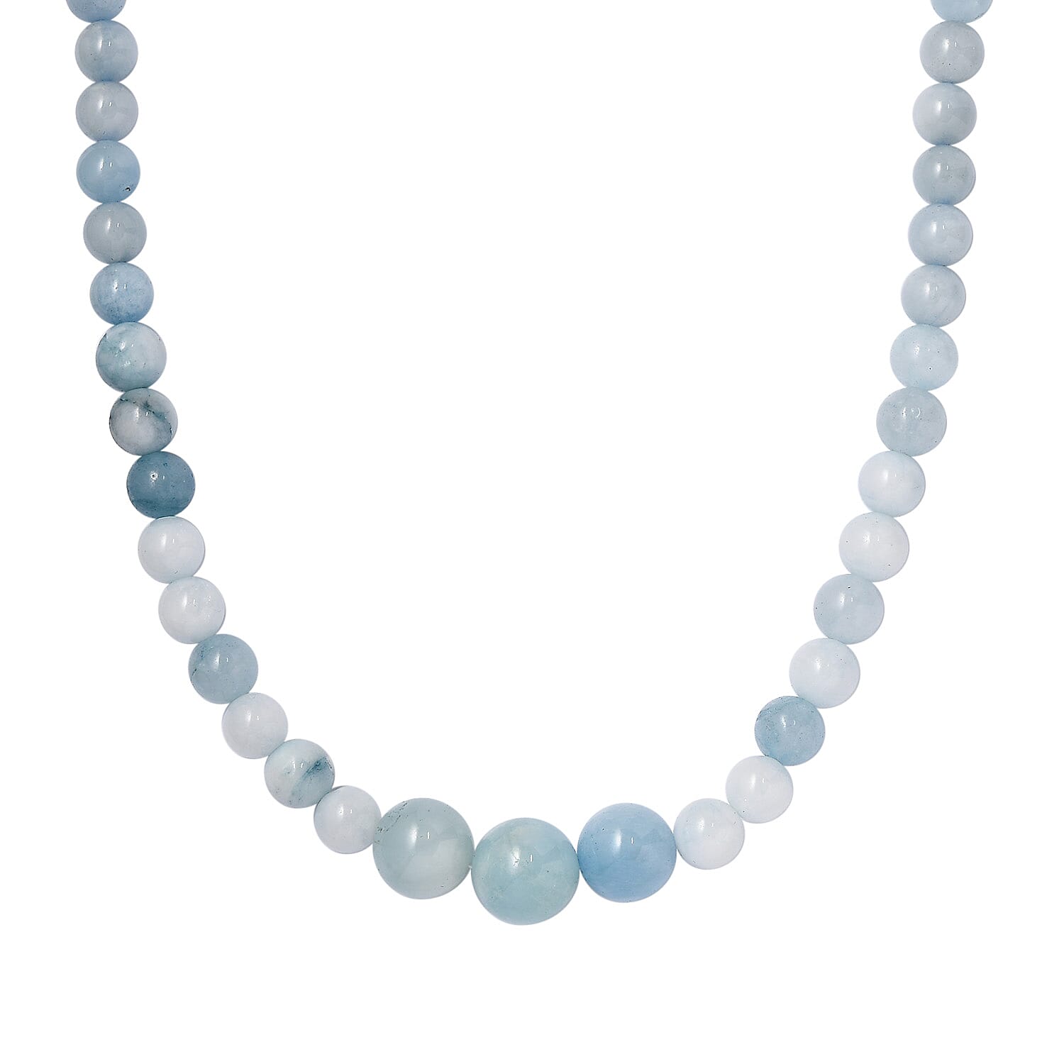 Mega Close Out - Aquamarine Necklace (Size - 20) With Lobster Clasp in Rhodium Overlay Sterling Silver, 160 Ct.