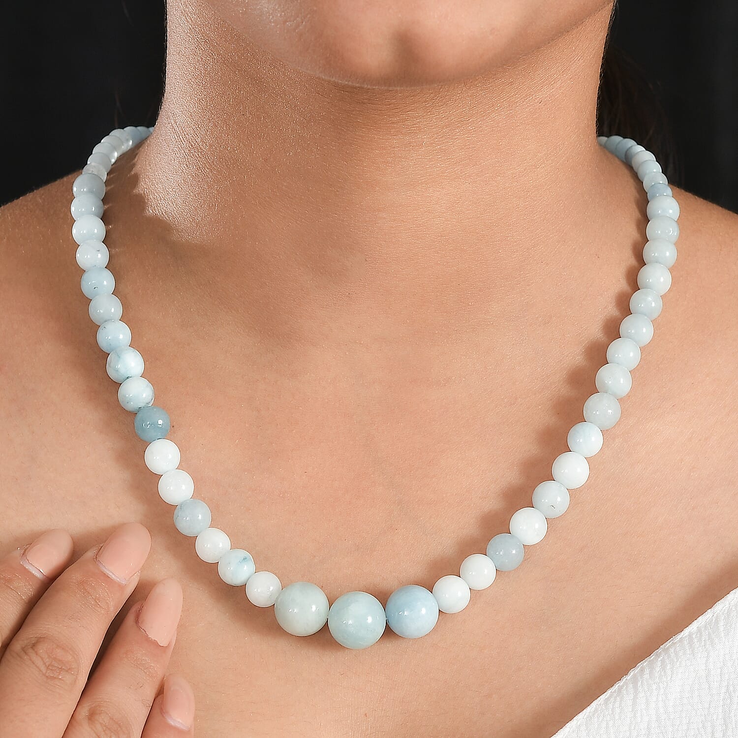 Mega Close Out - Aquamarine Necklace (Size - 20) With Lobster Clasp in Rhodium Overlay Sterling Silver, 160 Ct.