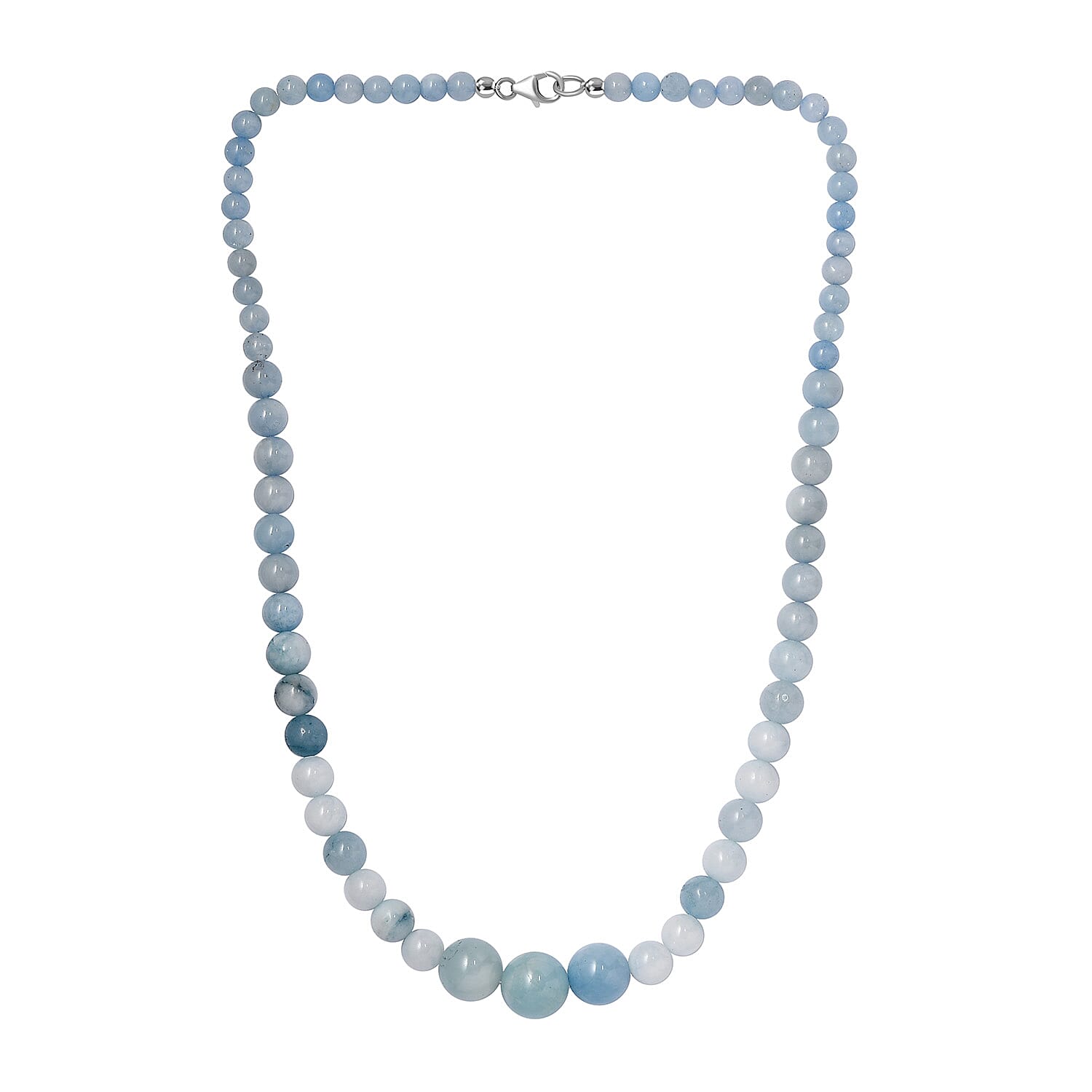 Mega Close Out - Aquamarine Necklace (Size - 20) With Lobster Clasp in Rhodium Overlay Sterling Silver, 160 Ct.