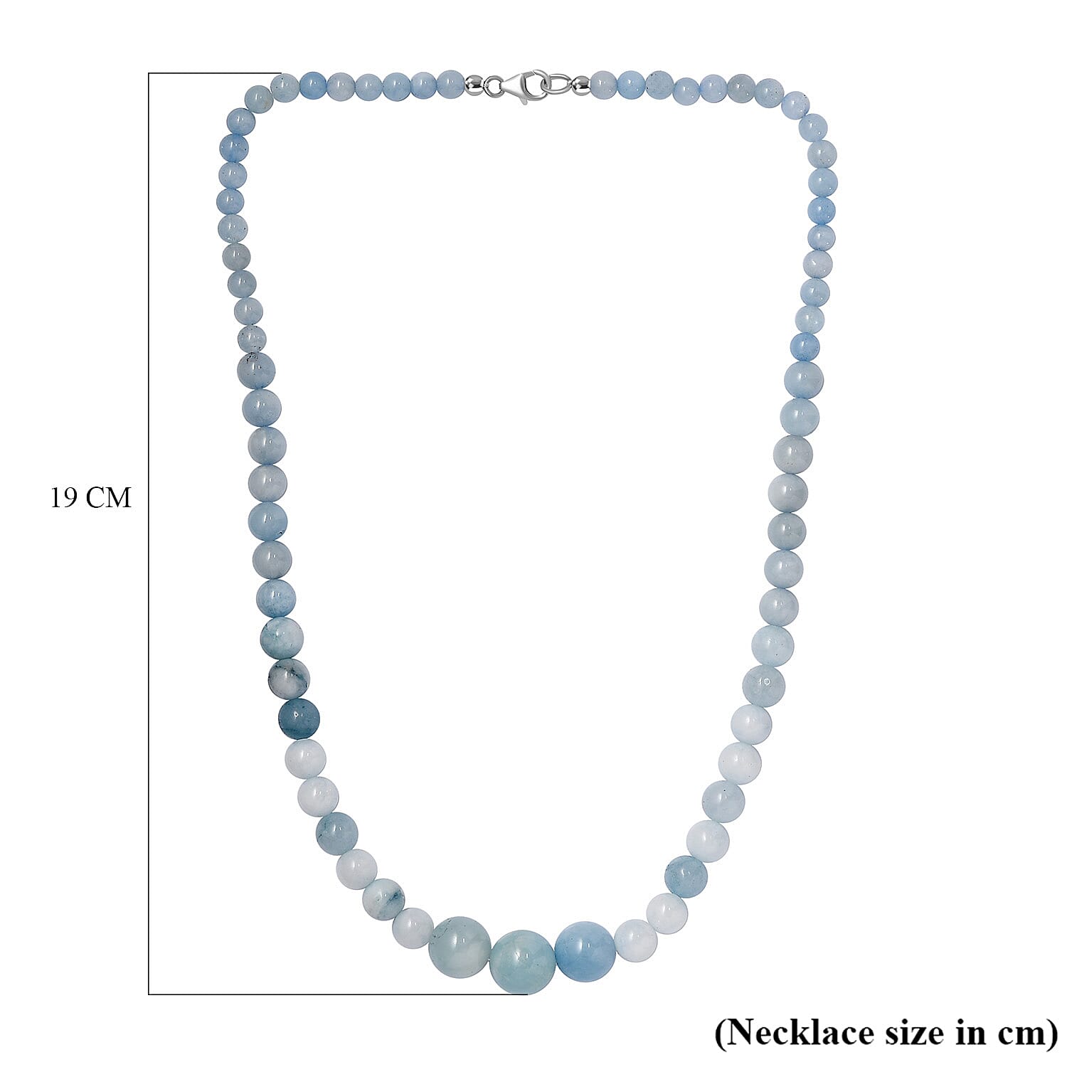 Mega Close Out - Aquamarine Necklace (Size - 20) With Lobster Clasp in Rhodium Overlay Sterling Silver, 160 Ct.