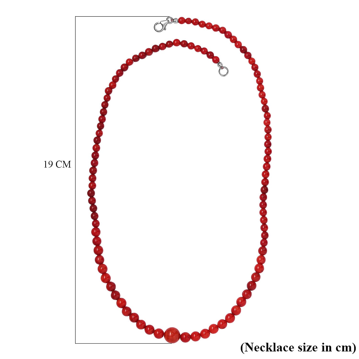Coral Necklace (Size - 20) With Lobster Clasp in Pure White Rhodium Overlay, 88.88 Ct.
