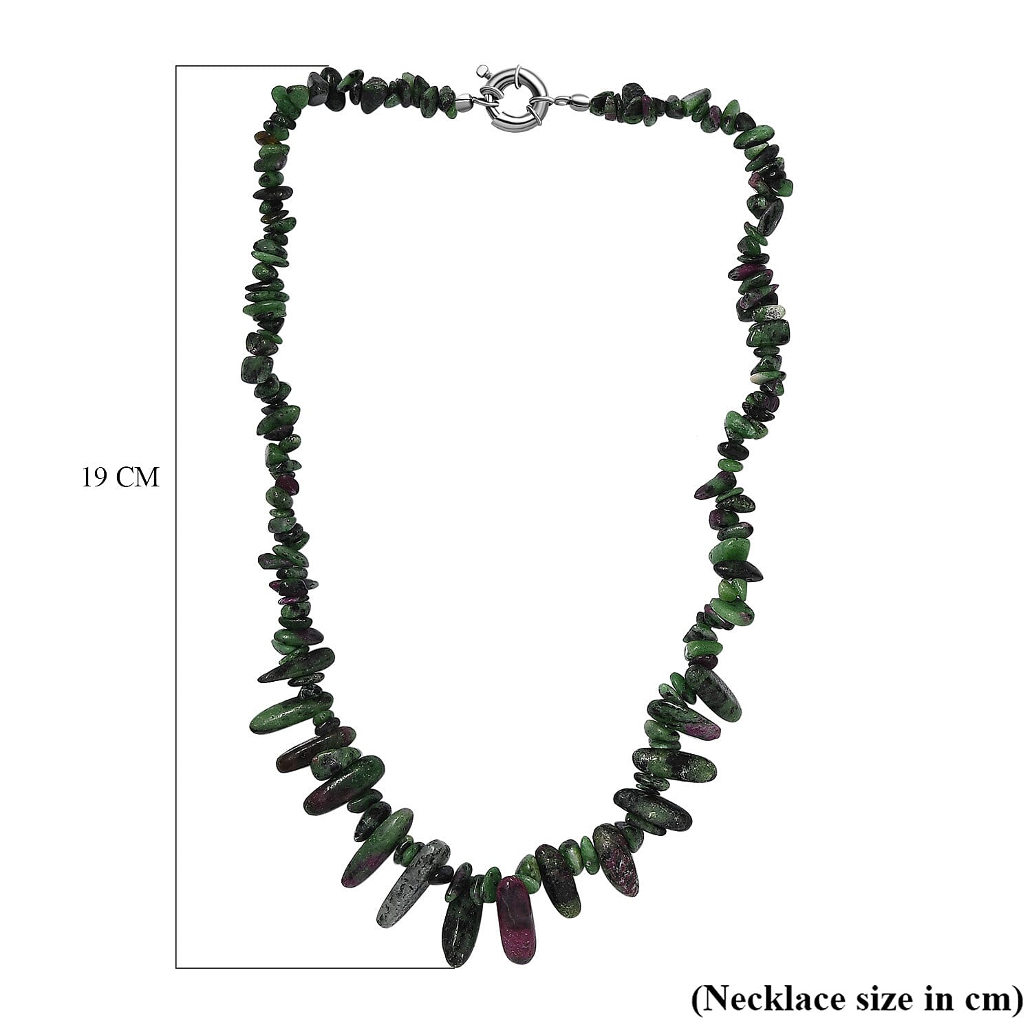 Ruby Zoisite Necklace (Size - 20) With Senorita Clasp in Pure White Rhodium Overlay 300. Ct.