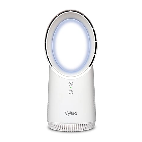 VYBRA Bladeless Rechargable Fan with Ambient lighting - White