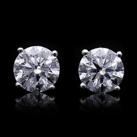 Luxuriant Diamond 2 Ct. Lab Grown Diamond Solitaire Stud Earrings in 950 Platinum, SGL Certified 2 Ct.