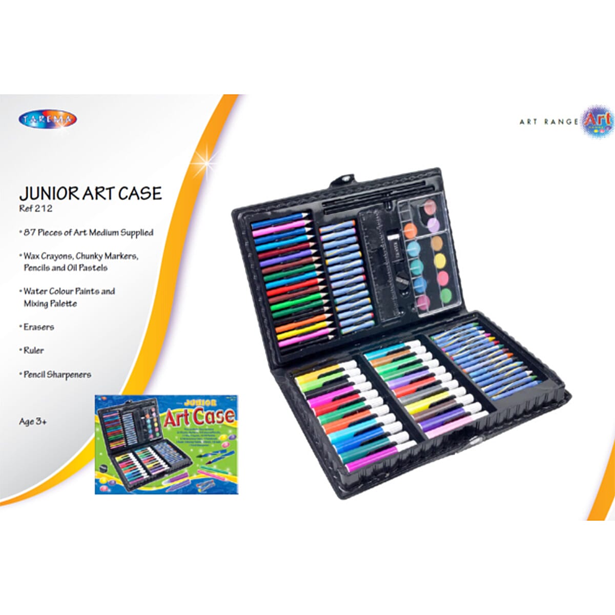 Junior Art Case (Inc. Crayons, Markers, Oil Pastels, Water Colour and Many More) - Black