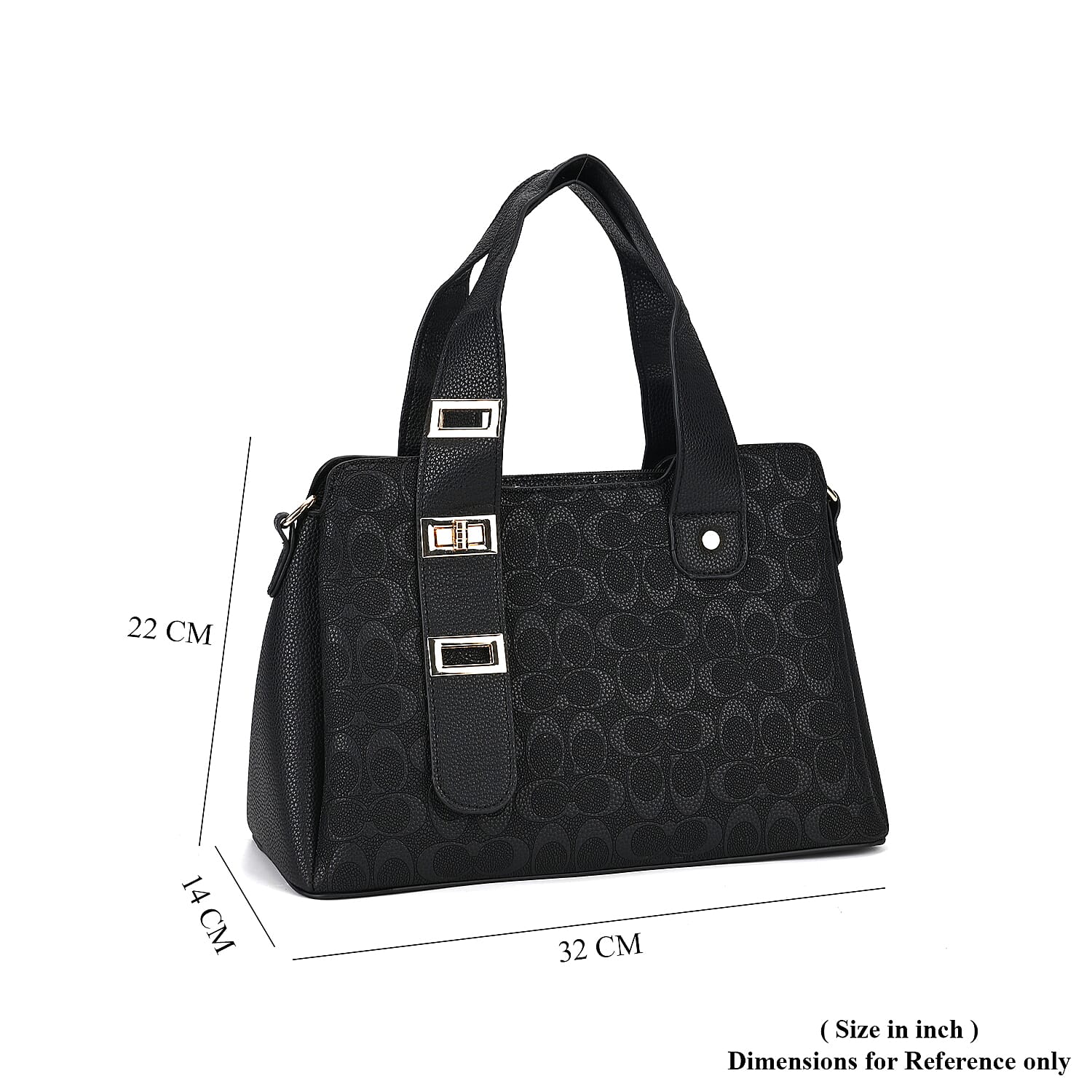 Designer Inspired Patterned Crossbody Bag - Black