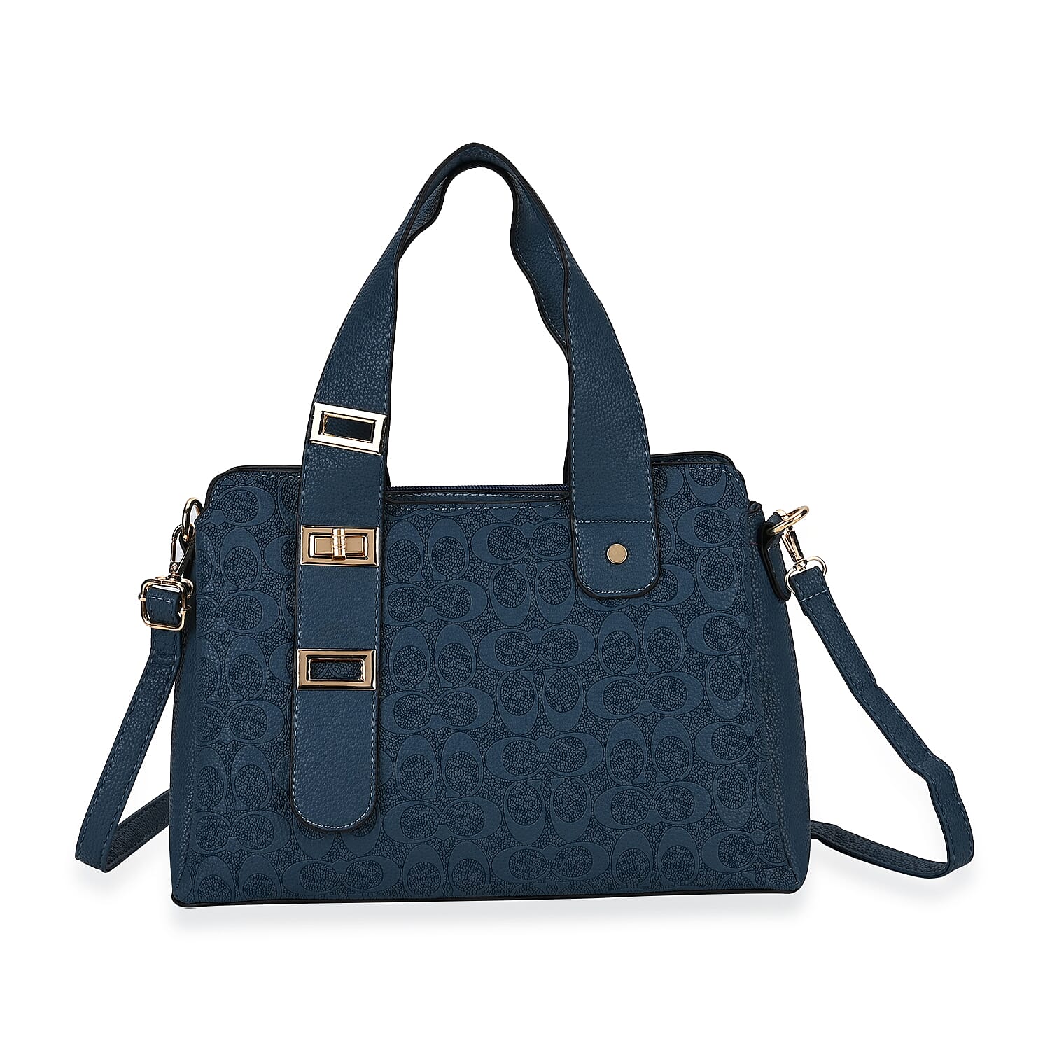 Designer Inspired Patterned Crossbody Bag - Blue