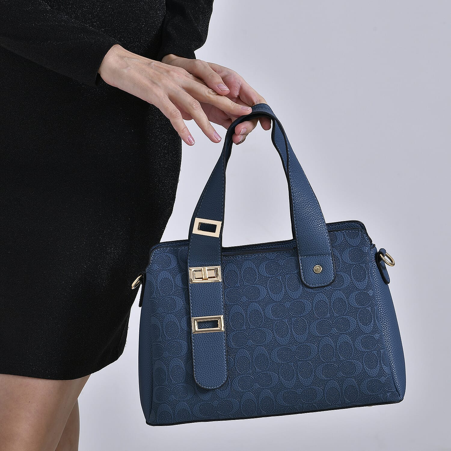 Designer Inspired Patterned Crossbody Bag - Blue