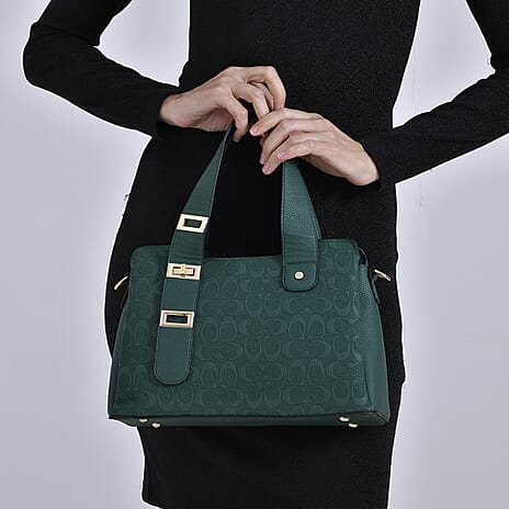 Designer Inspired Patterned Crossbody Bag - Green
