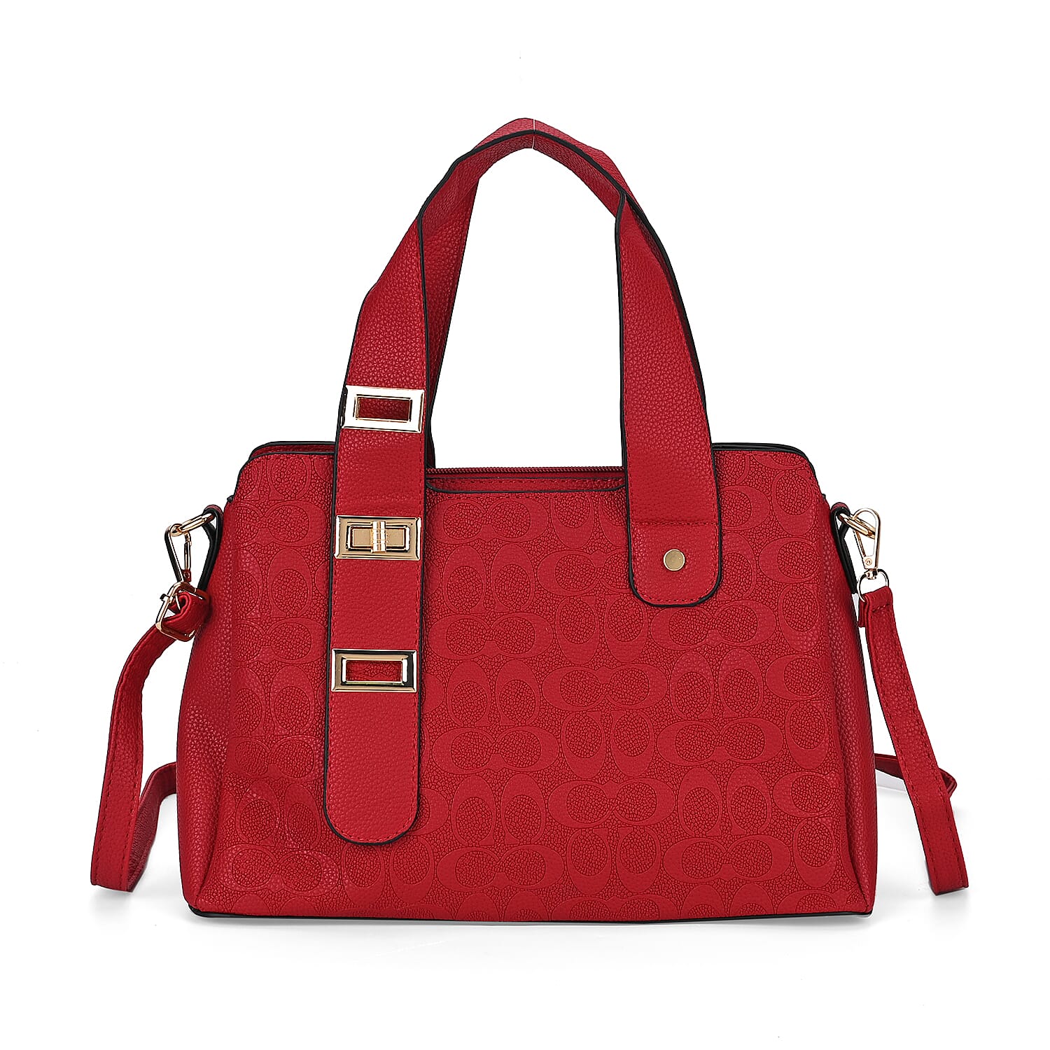 Designer Inspired Patterned Crossbody Bag - Red