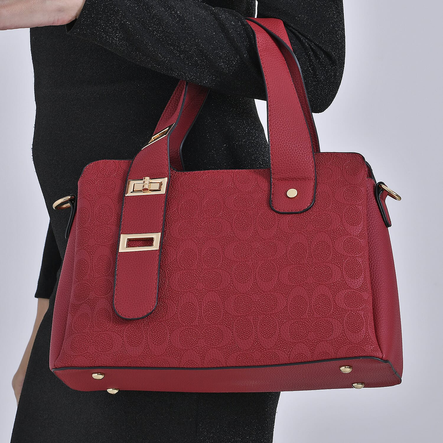 Designer Inspired Patterned Crossbody Bag - Red