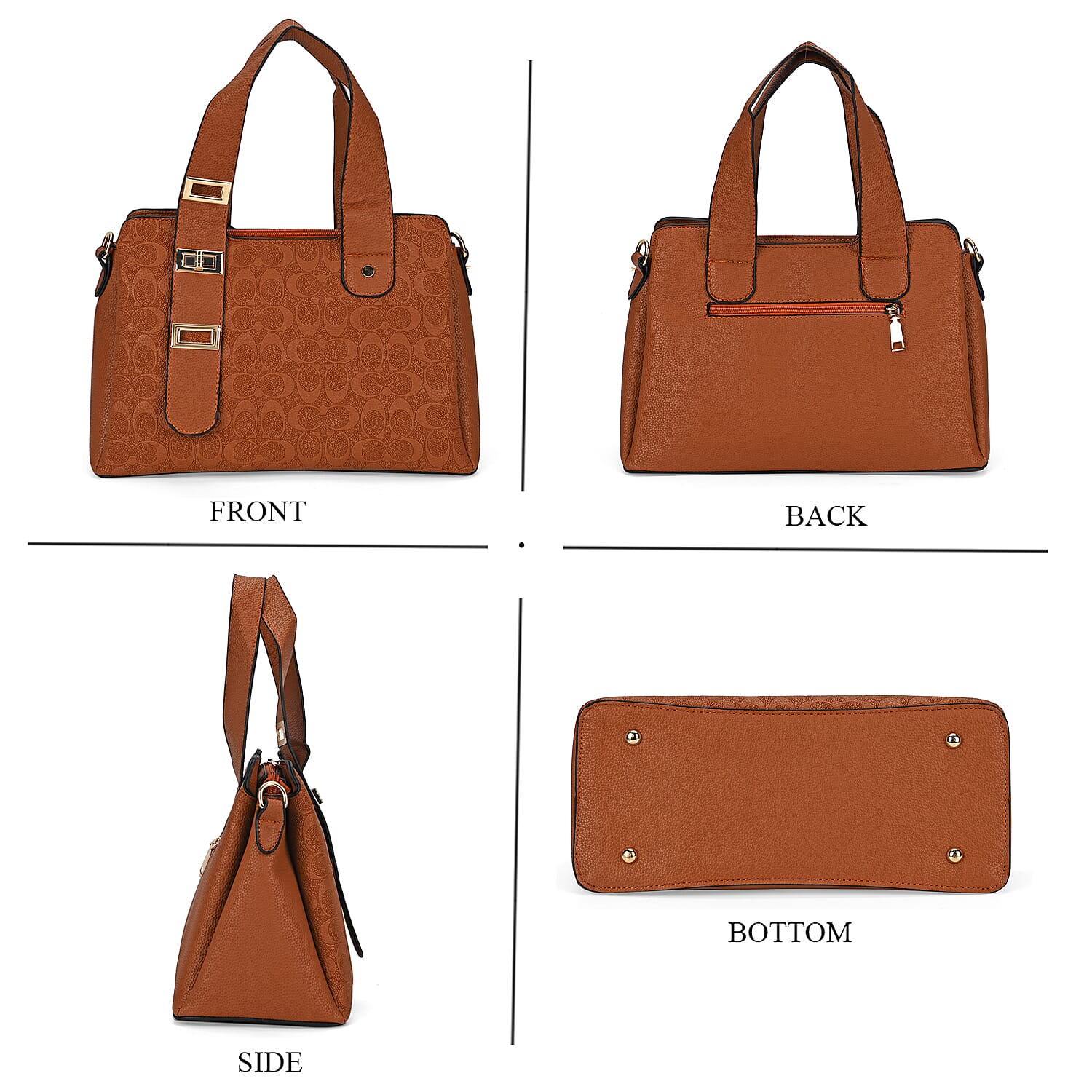 Designer Inspired Patterned Crossbody Bag - Brown