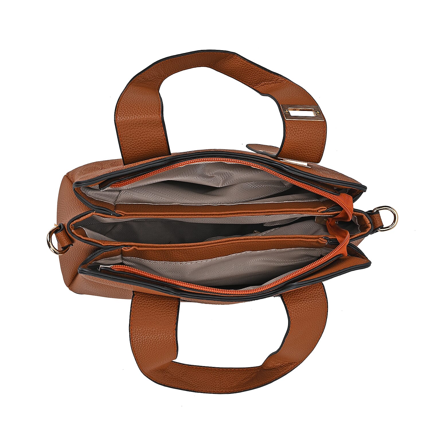 Designer Inspired Patterned Crossbody Bag - Brown