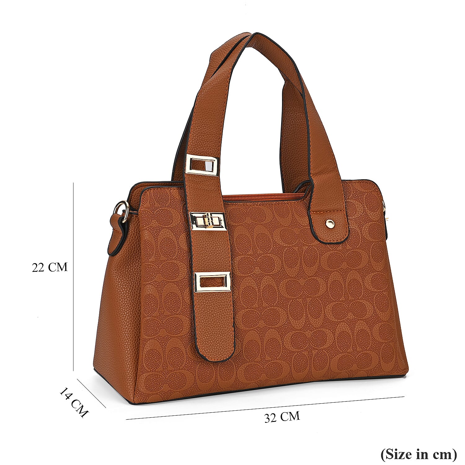 Designer Inspired Patterned Crossbody Bag - Brown