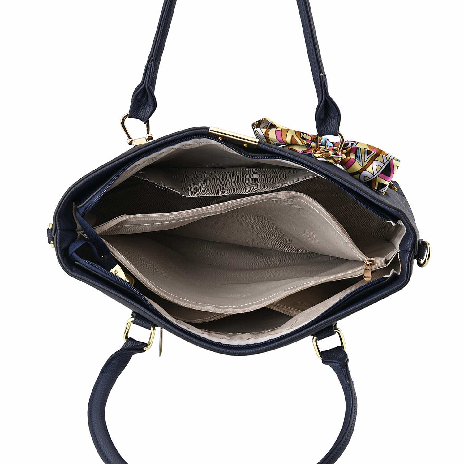 Designer Inspired Patterned Large Tote Bag - Navy Designer Inspired Patterned Large Tote Bag - Navy