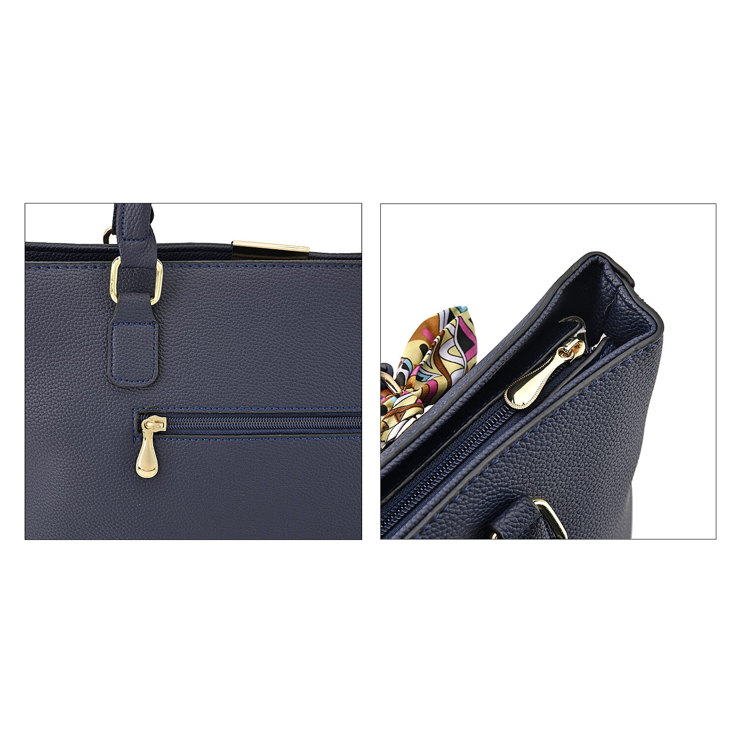 Designer Inspired Patterned Large Tote Bag - Navy Designer Inspired Patterned Large Tote Bag - Navy