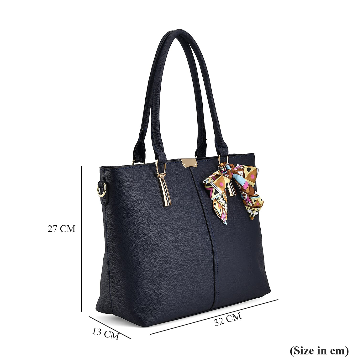 Designer Inspired Patterned Large Tote Bag - Navy Designer Inspired Patterned Large Tote Bag - Navy