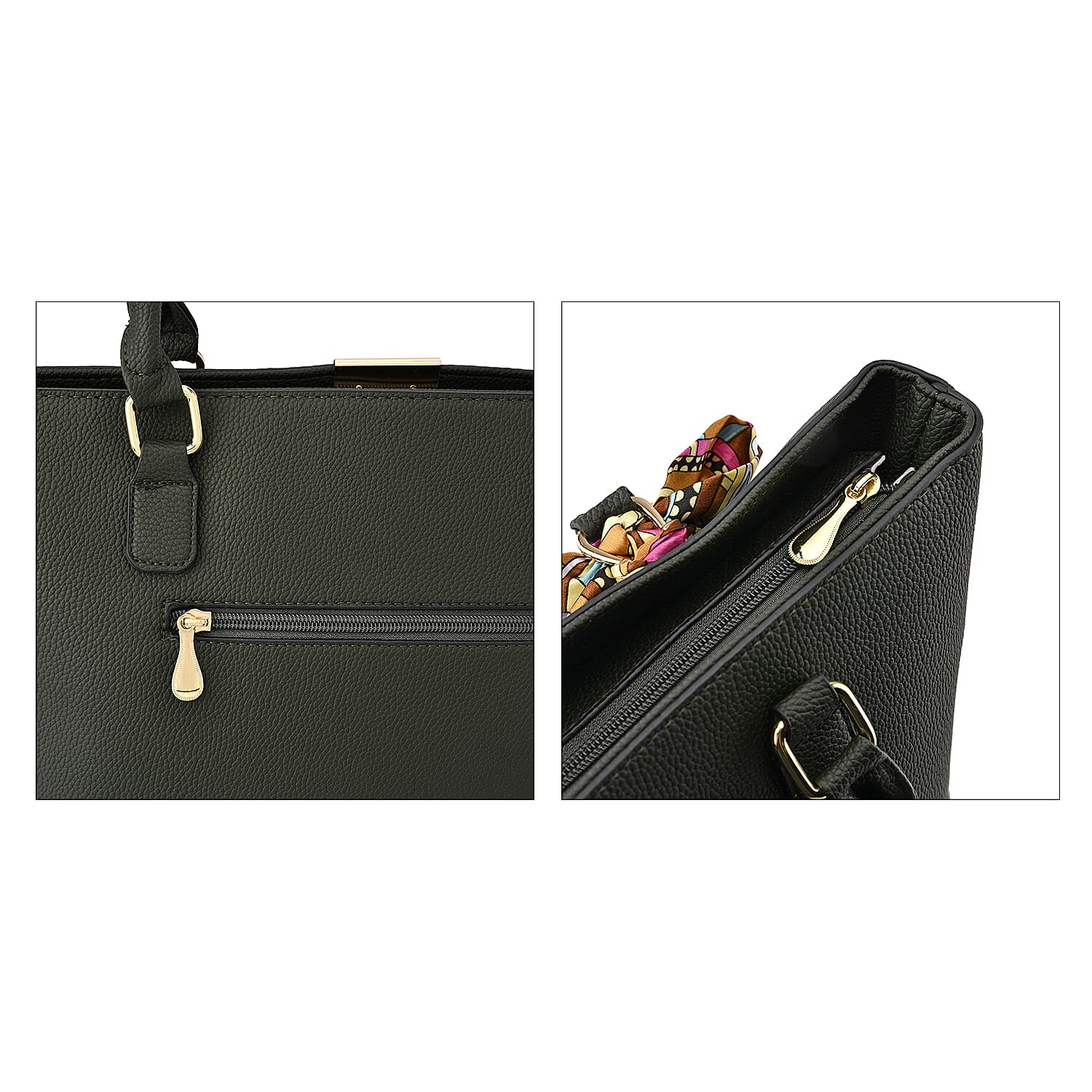 Designer Inspired Patterned Large Tote Bag - Olive