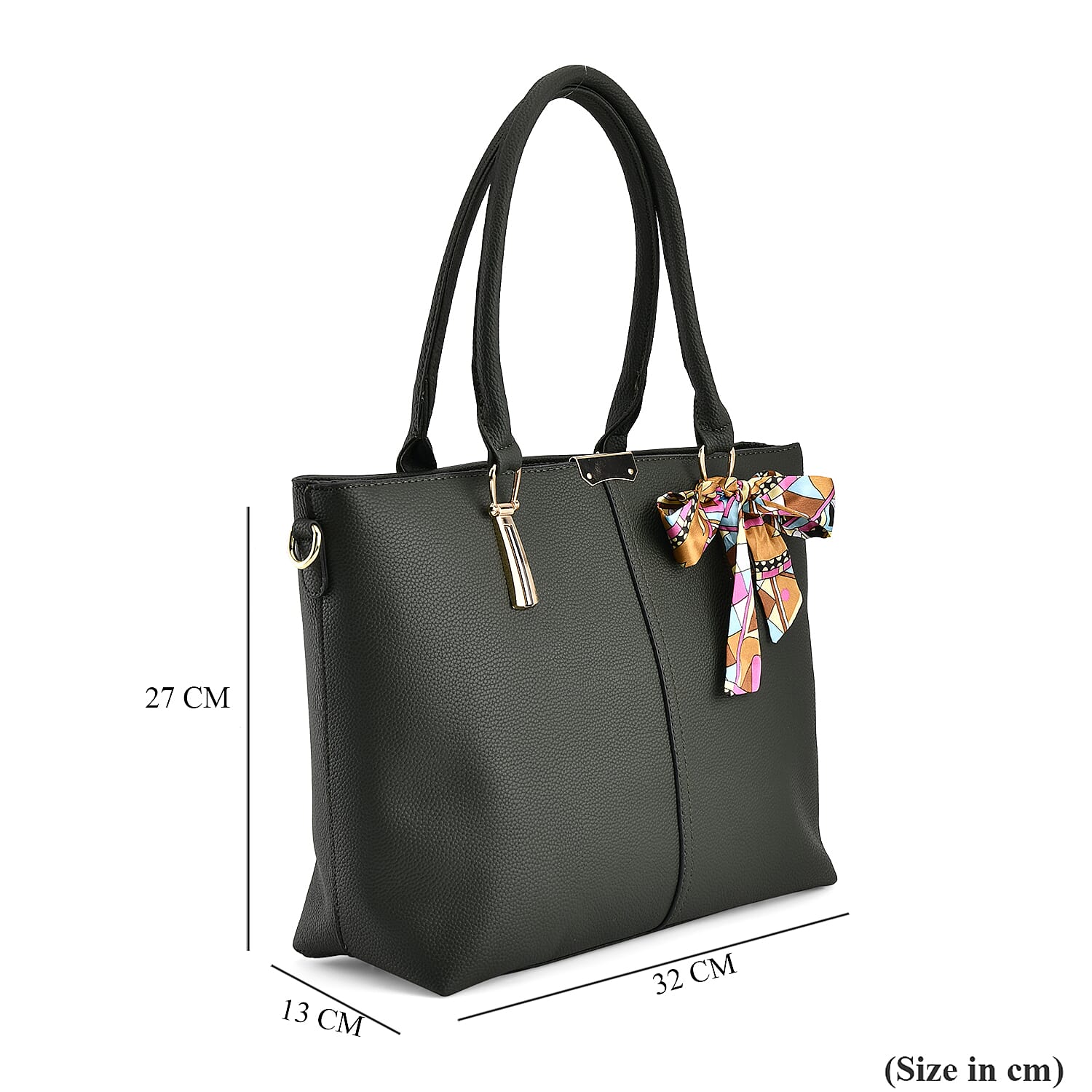 Designer Inspired Patterned Large Tote Bag - Olive