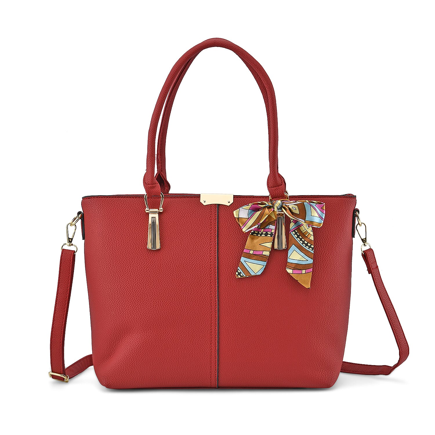 Designer Inspired Patterned Large Tote Bag - Red