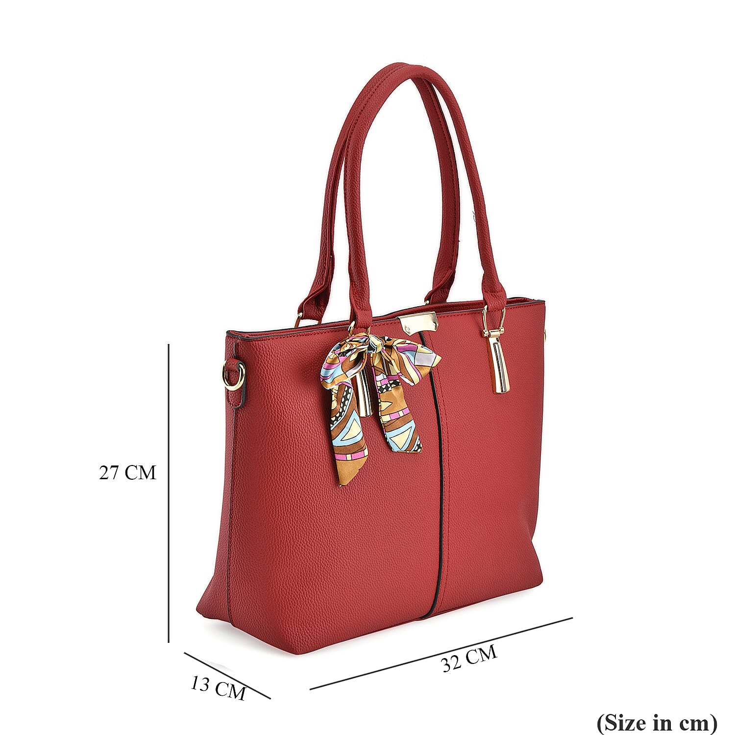 Designer Inspired Patterned Large Tote Bag - Red
