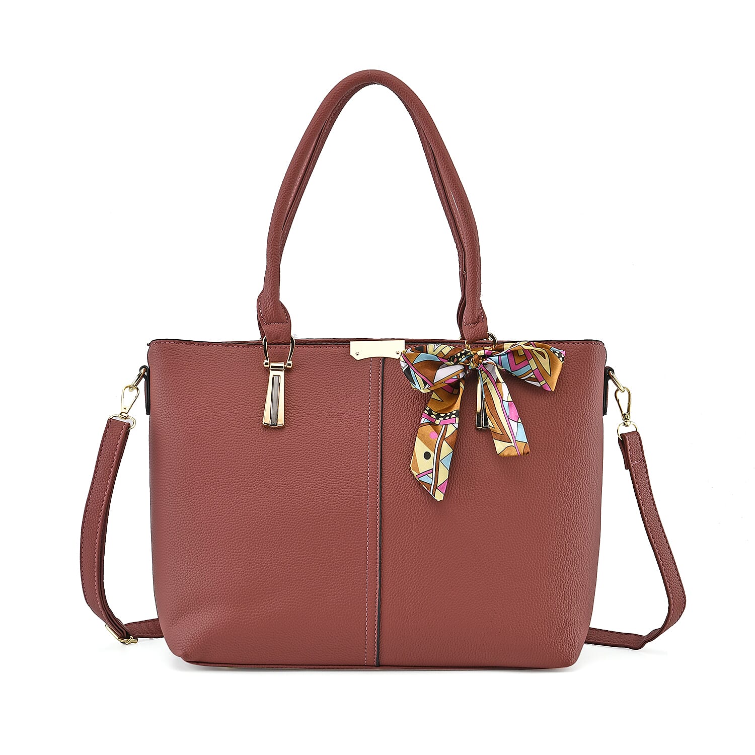 Designer Inspired Patterned Large Tote Bag - Pink