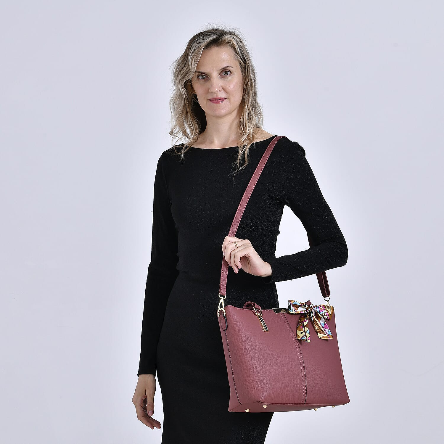 Designer Inspired Patterned Large Tote Bag - Pink