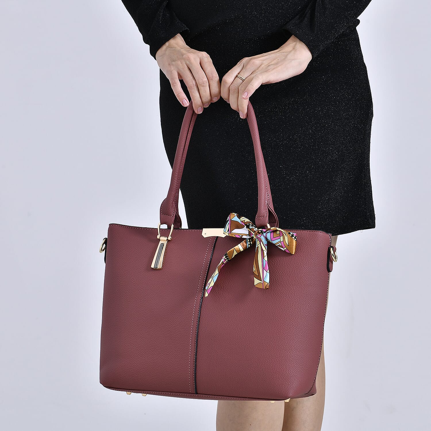 Designer Inspired Patterned Large Tote Bag - Pink