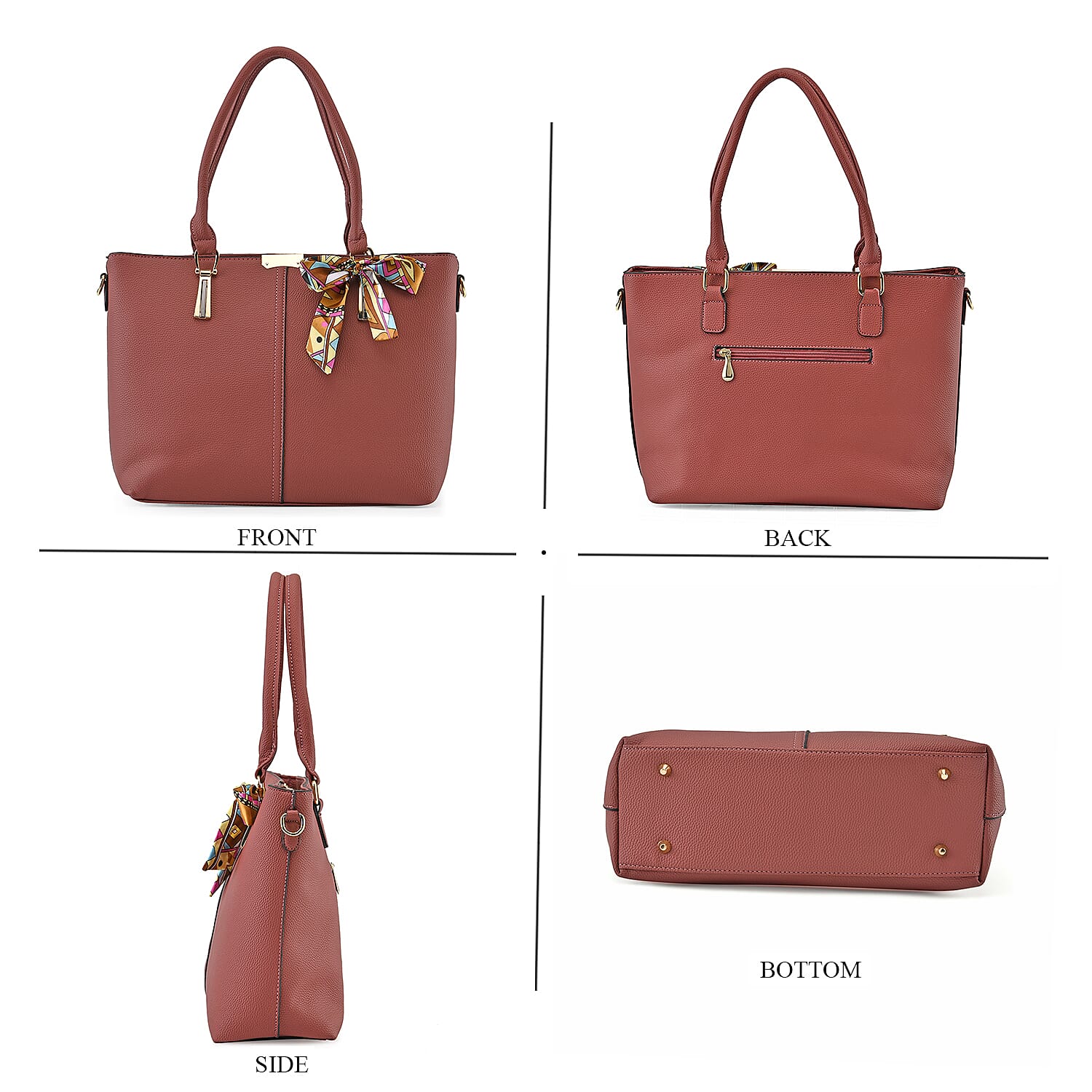 Designer Inspired Patterned Large Tote Bag - Pink