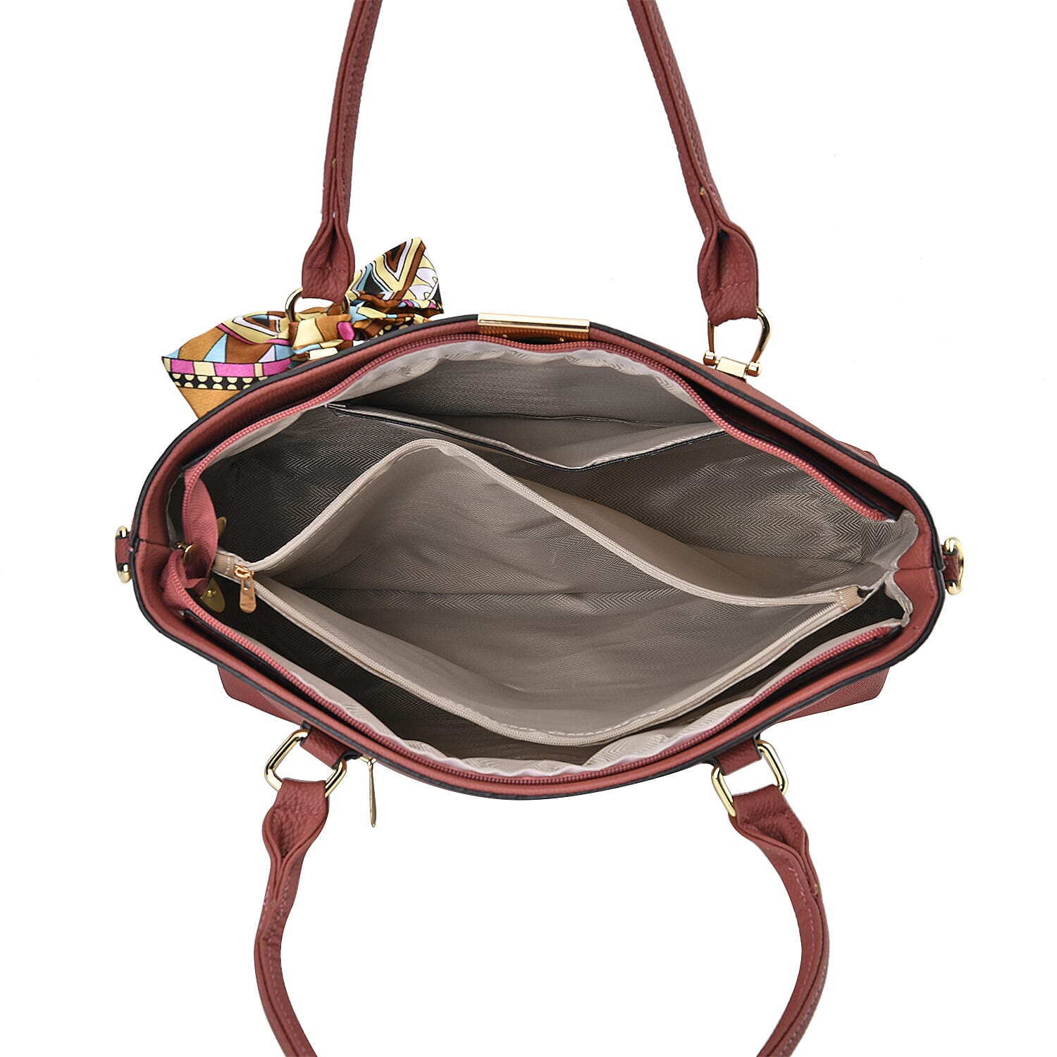 Designer Inspired Patterned Large Tote Bag - Pink