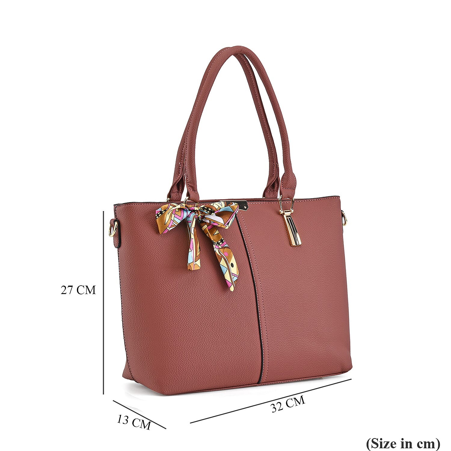 Designer Inspired Patterned Large Tote Bag - Pink