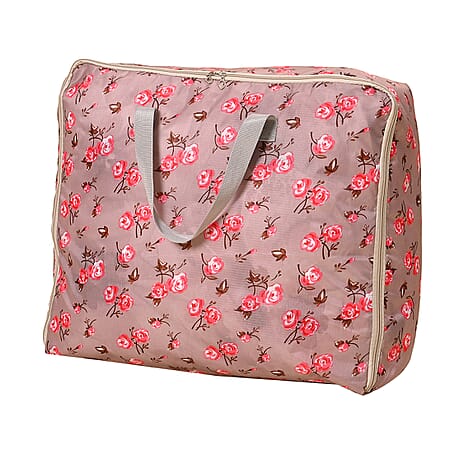 Set of 3 - Floral Printed Storage Bags - Maroon