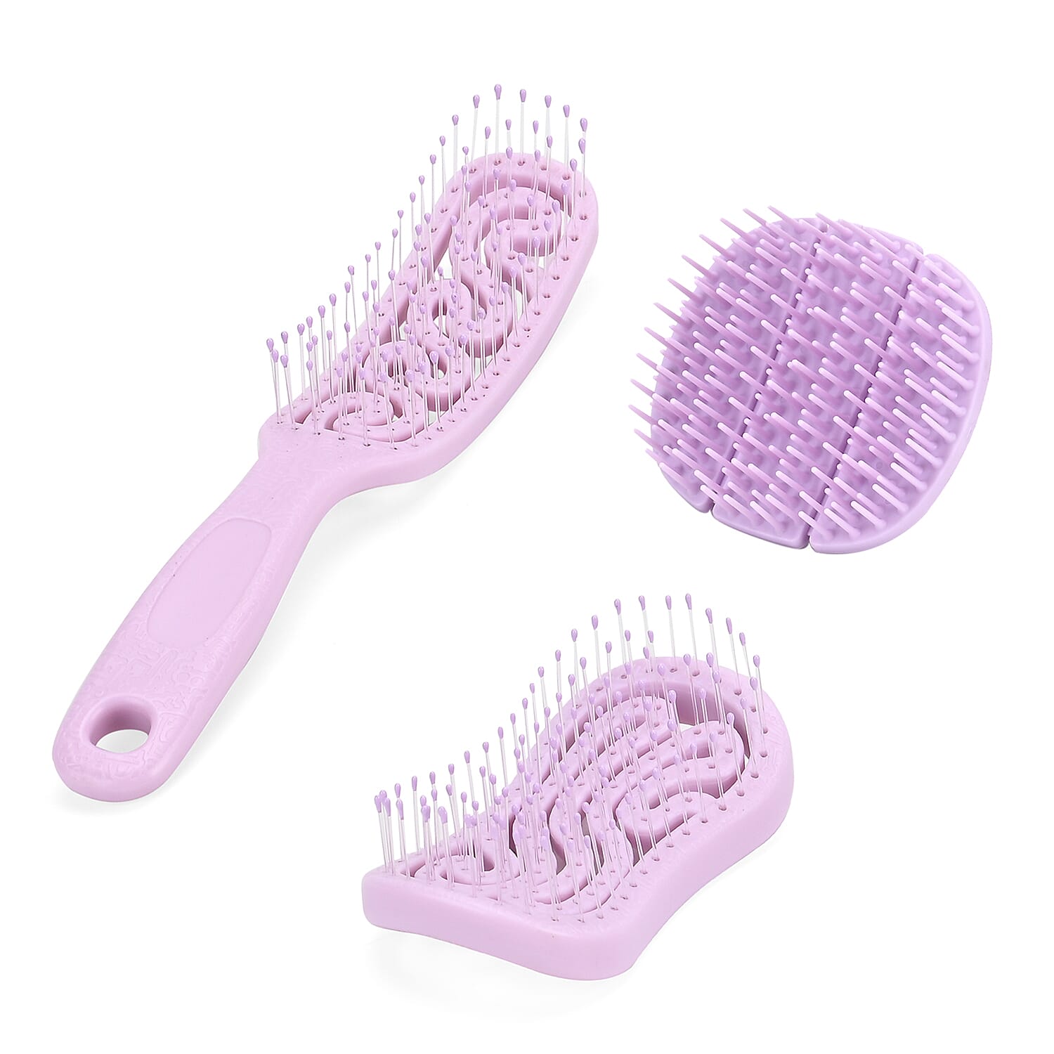 Set of 3 Detangling Hair Brush - Purple