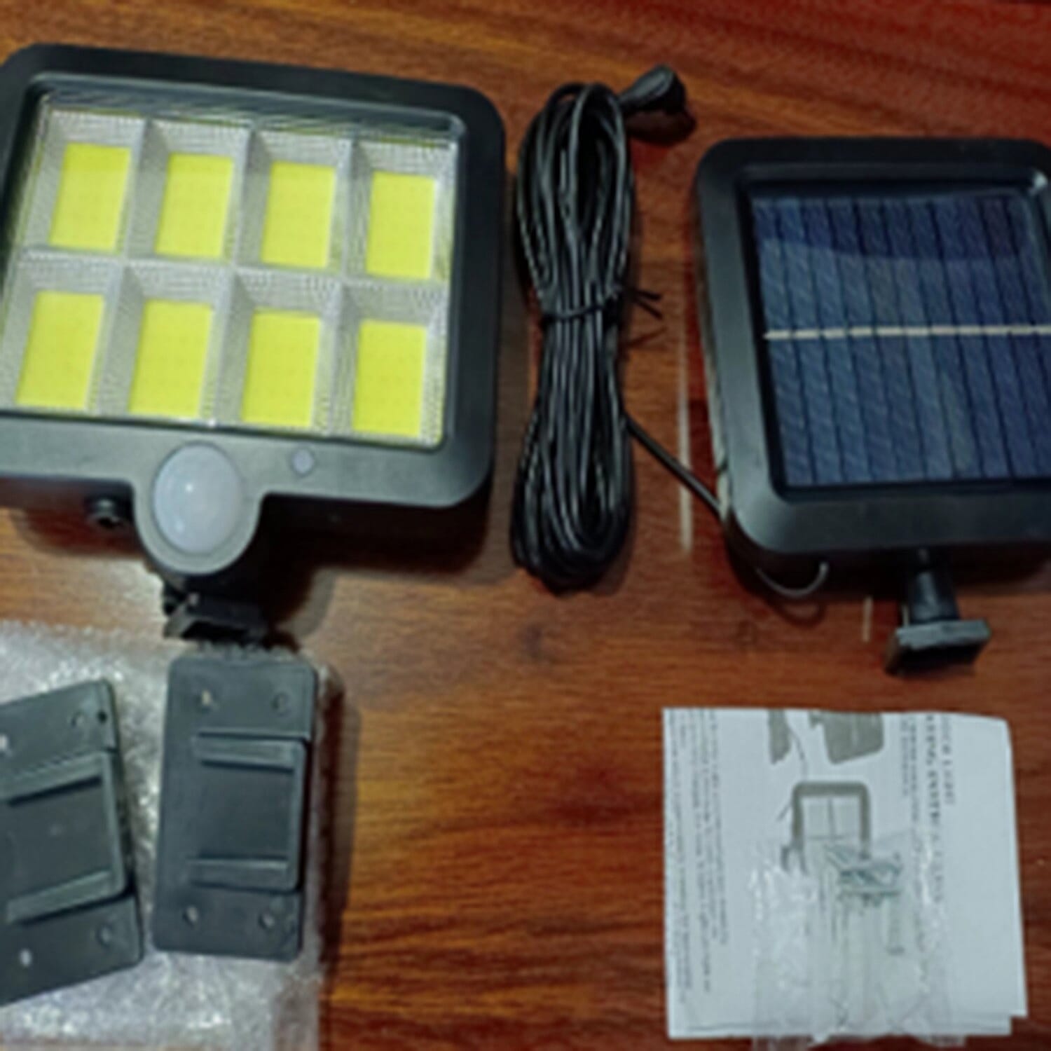 Motion Sensor Solar LED Lamp with Panel - Black