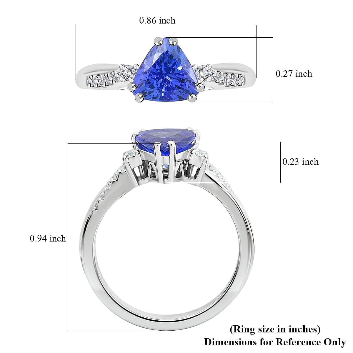 950 Platinum  AAAA  Tanzanite   White Diamond  VS Ring 1.35 ct,  Platinum Wt. 4.99 Gms  1.350  Ct.
