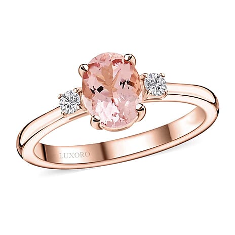10K Rose Gold  AAA   Pink Morganite ,  White Diamond  I2 Ring 1.35 ct,  Gold Wt. 3.01 Gms  1.350  Ct.