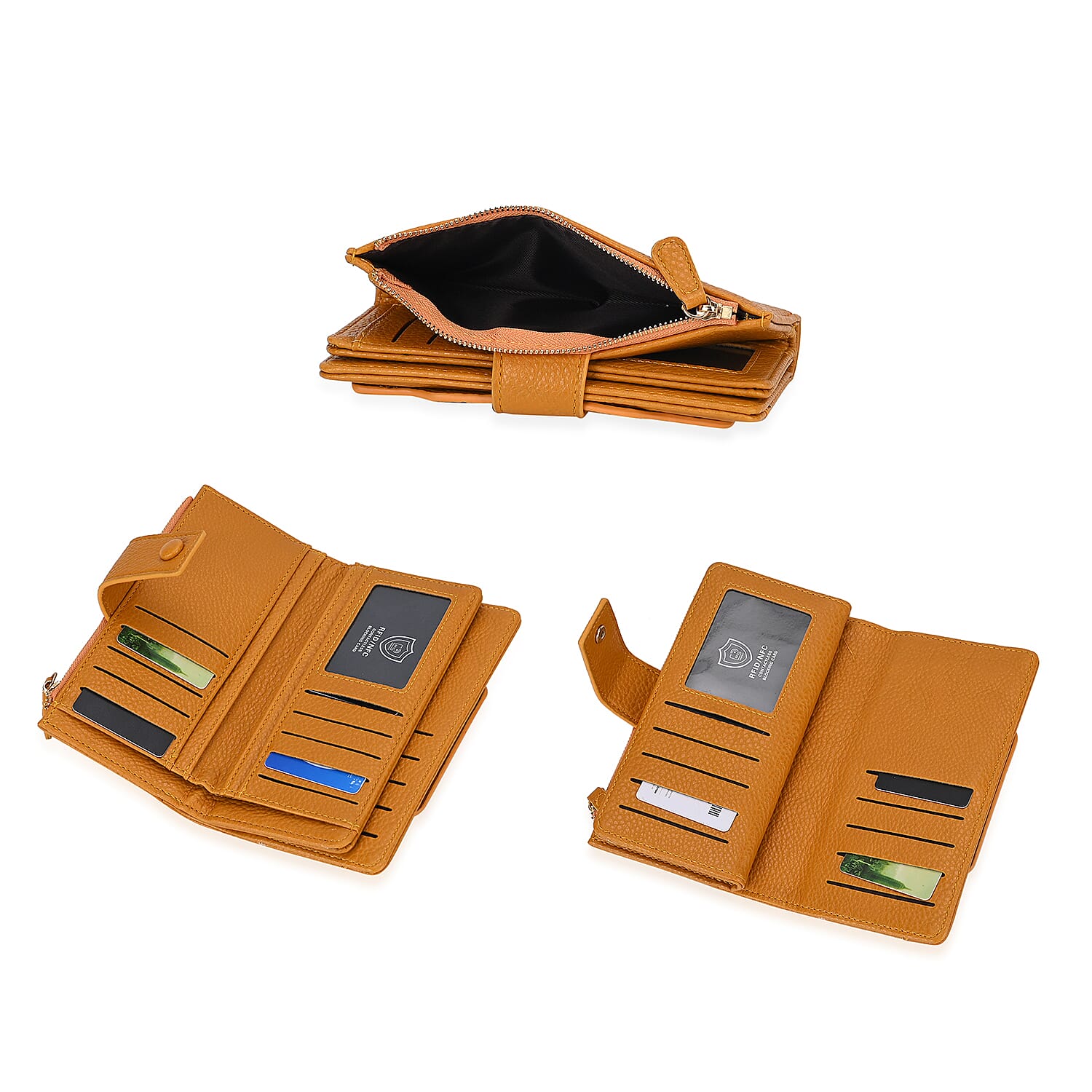 Leatherette RFID Wallet with 20 Card Slots - Yellow Leatherette RFID Wallet with 20 Card Slots - Yellow