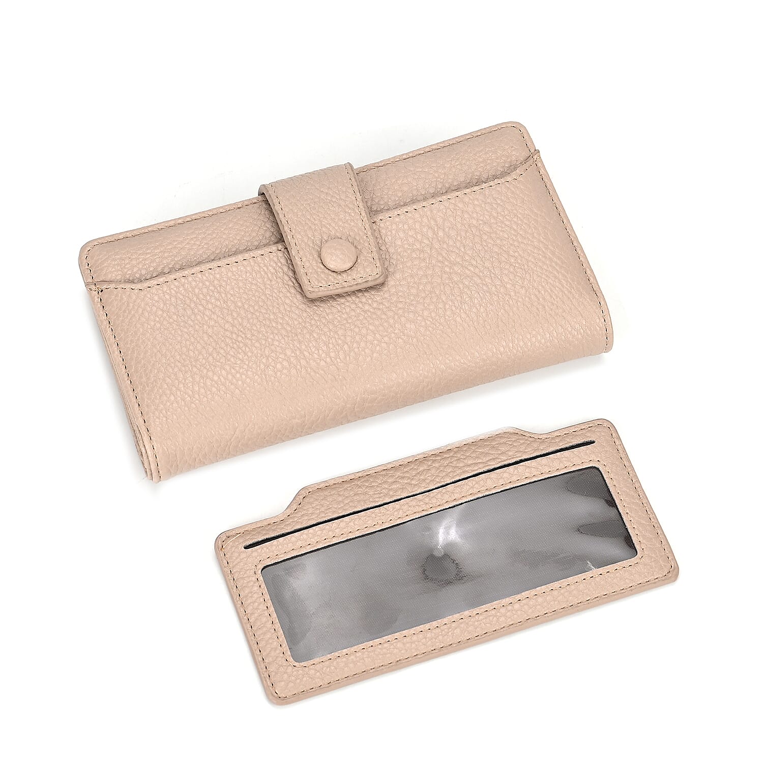 Leatherette RFID Wallet with 20 Card Slots - Beige Leatherette RFID Wallet with 20 Card Slots - Beige