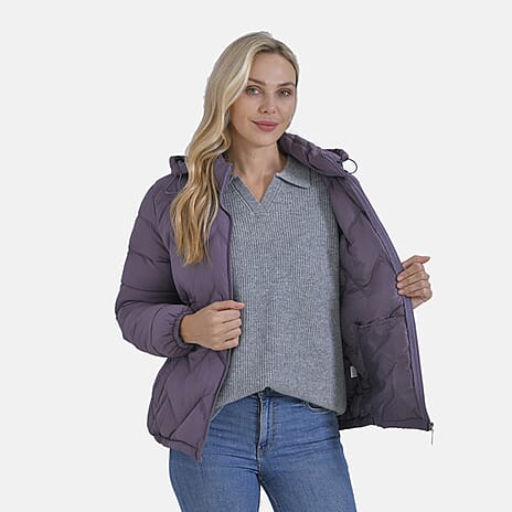 La Marey Padded Hoodie Jacket (Size L, 16-18) - Purple