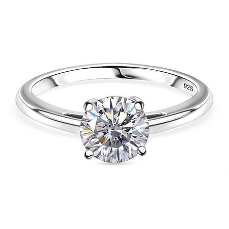 J Francis - Swarovski Zirconia Solitaire Ring in Platinum Overlay Sterling Silver 1.87 Ct