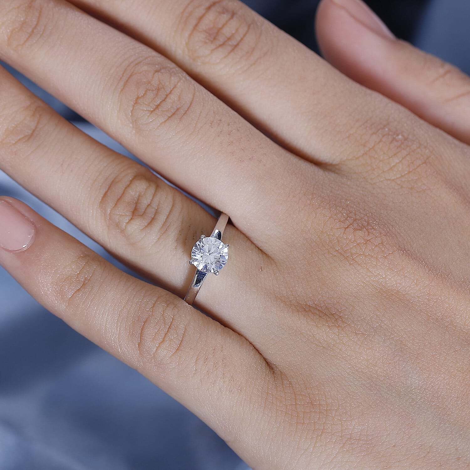 J Francis - Swarovski Zirconia Solitaire Ring in Platinum Overlay Sterling Silver 1.87 Ct.