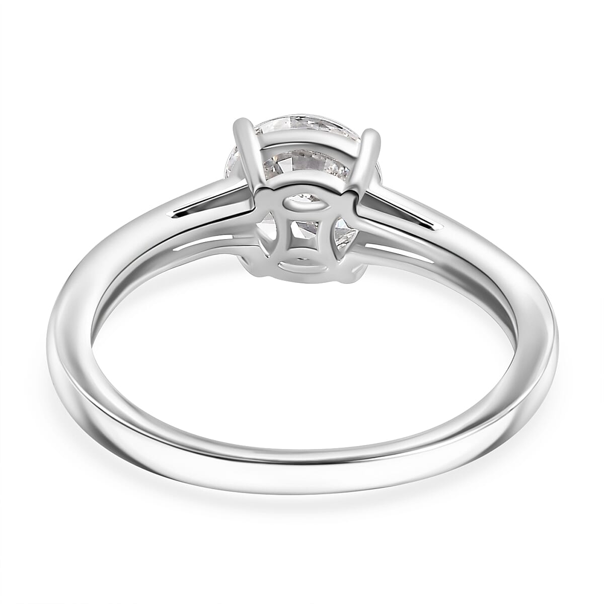 J Francis - Swarovski Zirconia Solitaire Ring in Platinum Overlay Sterling Silver 1.87 Ct.