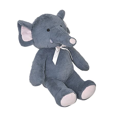 21 Inch Giant Stuffed Sitting Elephant - Blue - Pink