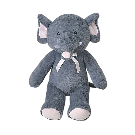 21 Inch Giant Stuffed Sitting Elephant - Blue - Pink